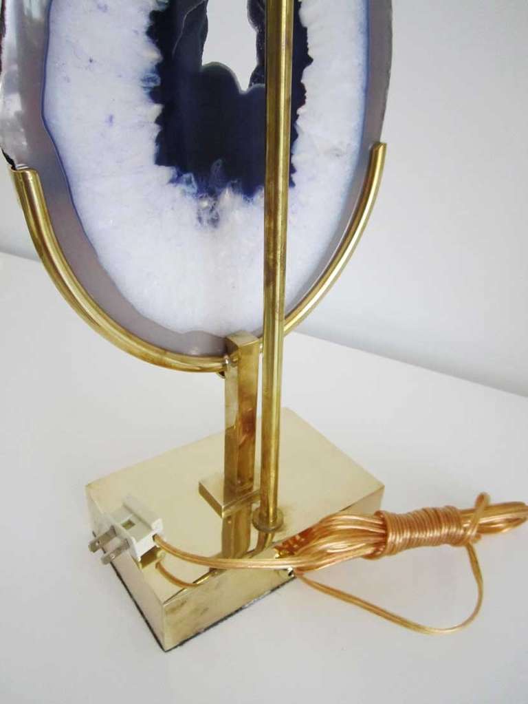 Single Brass and Mineral Lamp - Style of Willy Daro 3