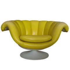 Mid Century Modern Yellow Vinyl and Fiberglass Lounge Chair