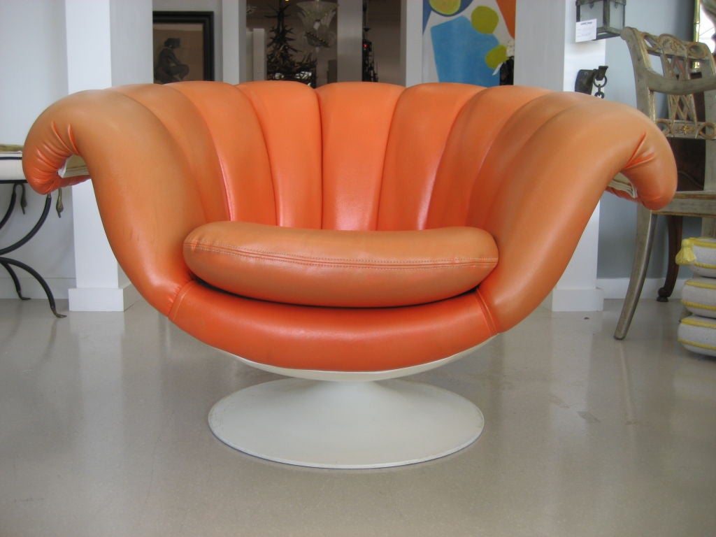 Orange Mid Century Modern Vinyl and Fiberglass Lounge Chair 6