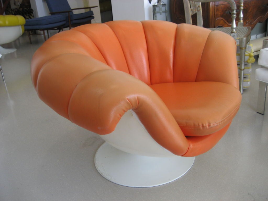 American Orange Mid Century Modern Vinyl and Fiberglass Lounge Chair