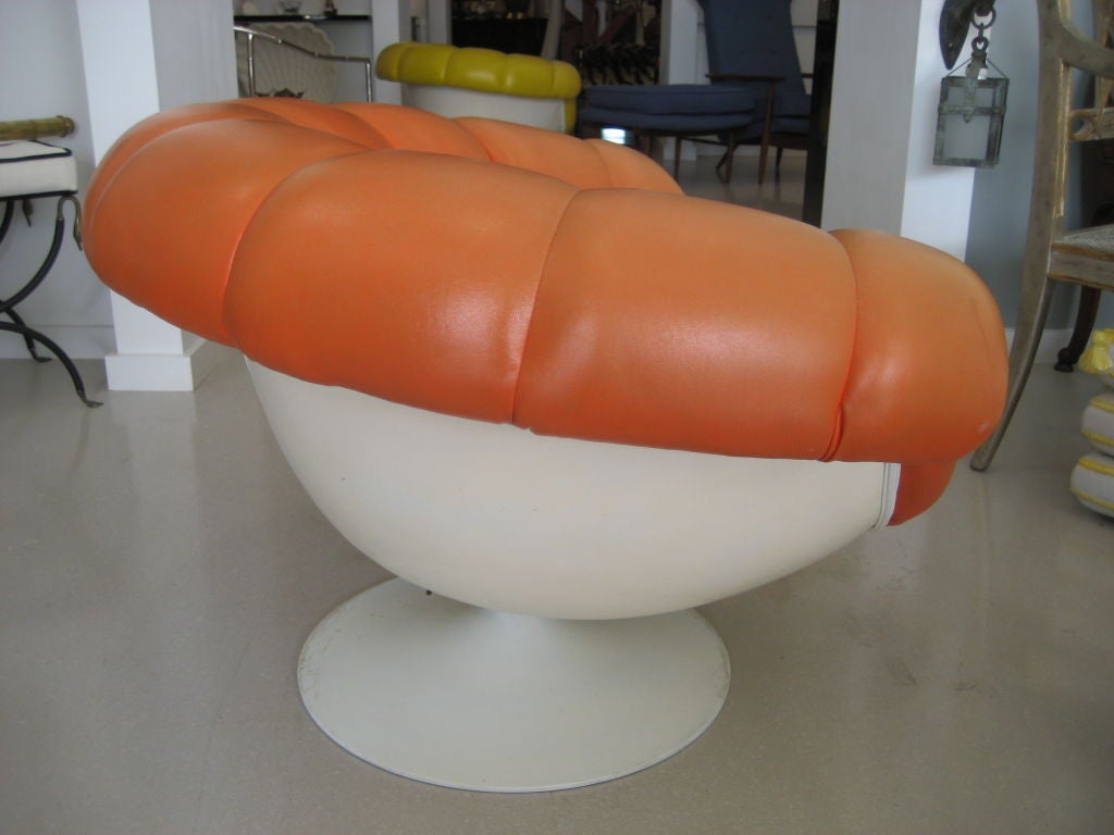Mid-20th Century Orange Mid Century Modern Vinyl and Fiberglass Lounge Chair