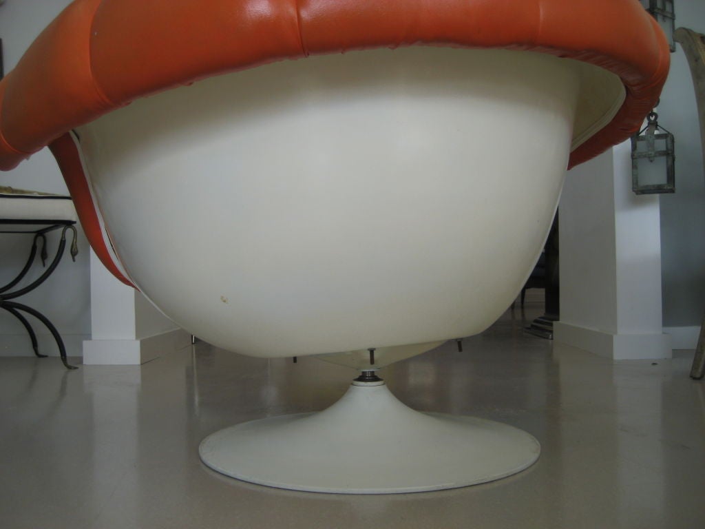 Orange Mid Century Modern Vinyl and Fiberglass Lounge Chair 1