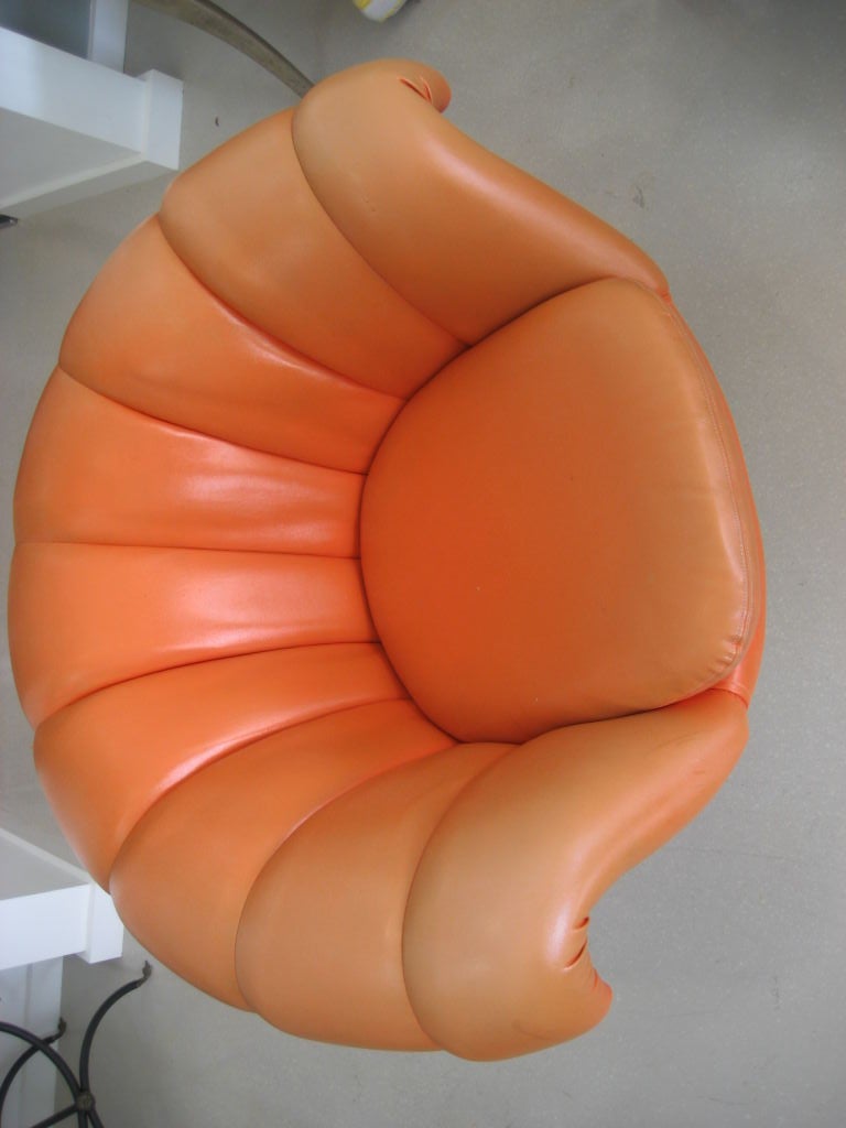 Orange Mid Century Modern Vinyl and Fiberglass Lounge Chair 3