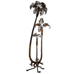Bronze and Brass Palm Tree Standing Lamp