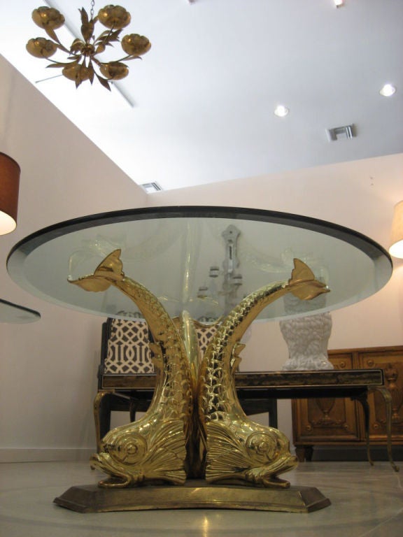 Vintage Brass Dolphin Coffee Table 6