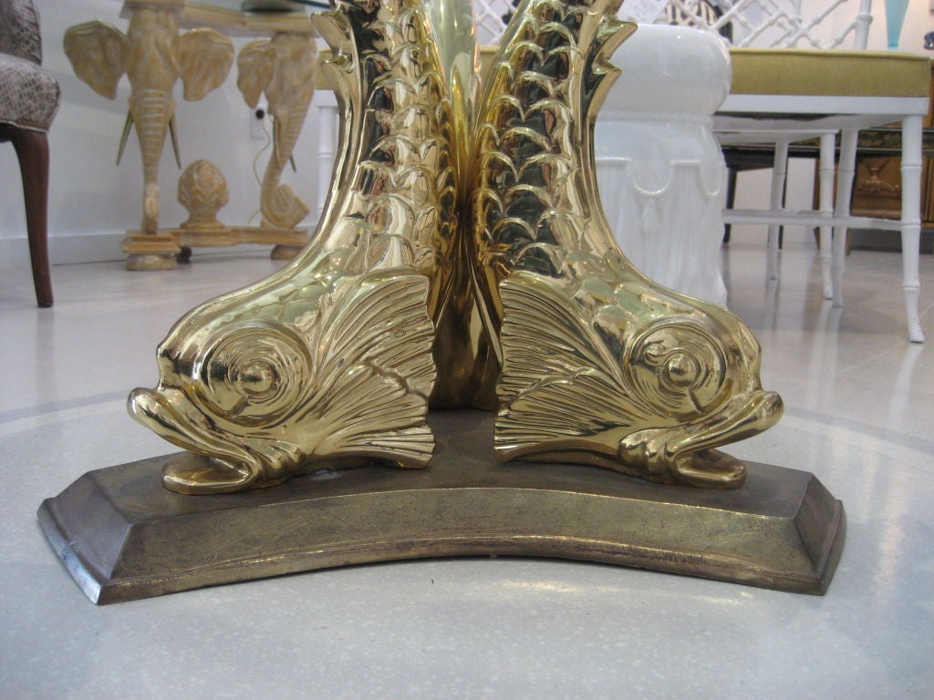 Vintage Brass Dolphin Coffee Table 4