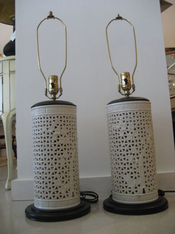 Pair of White Blanc de Chine Lamps