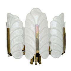 Vintage Mid Century Murano Glass and Brass Chandelier