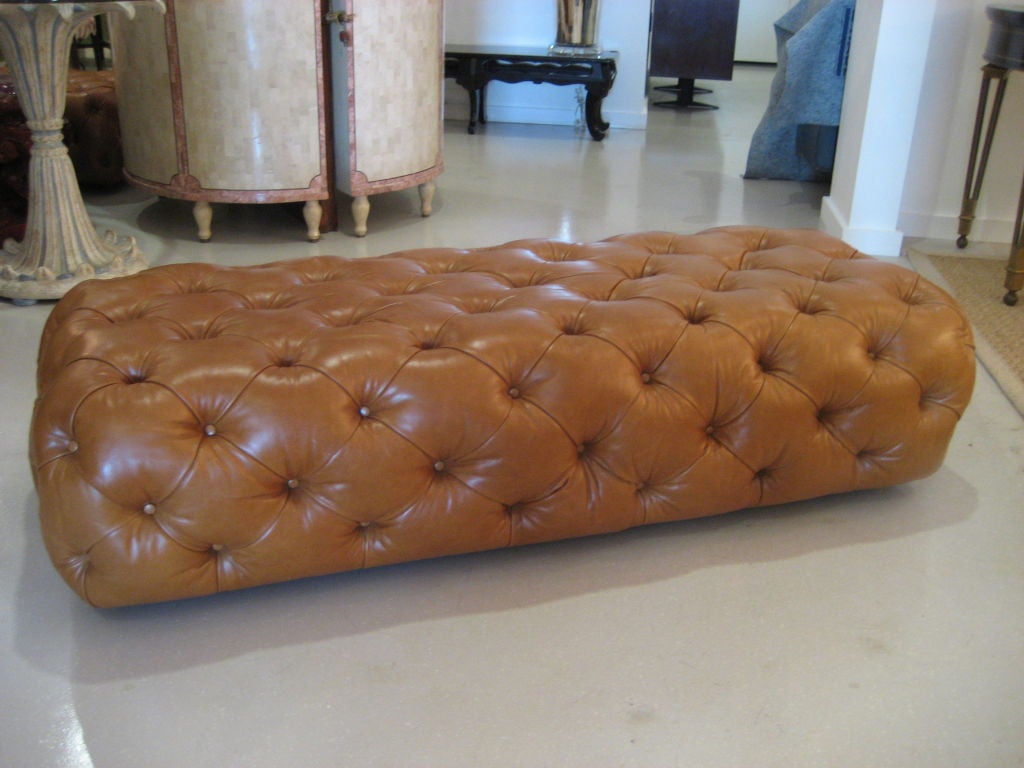 20th Century George Smith Leather Chesterfield Ottoman