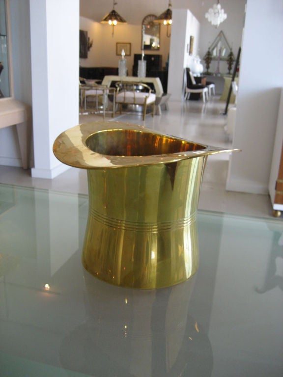 Vintage Art Deco Brass Top Hat Wine Cooler at 1stDibs