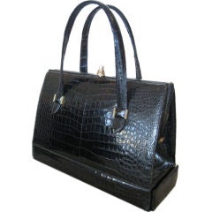 Used Black Alligator "Spy" Bag -  Handbag