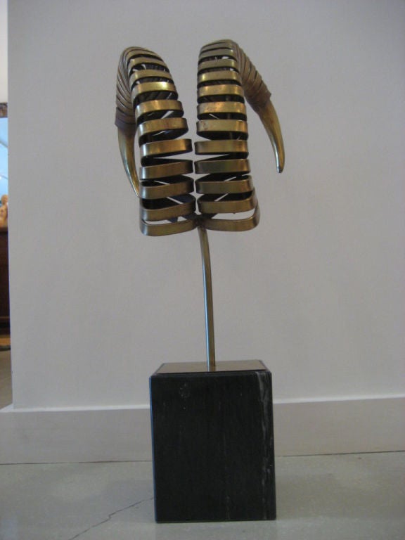 American Signed Curtis Jere Ram Horn Sculpture