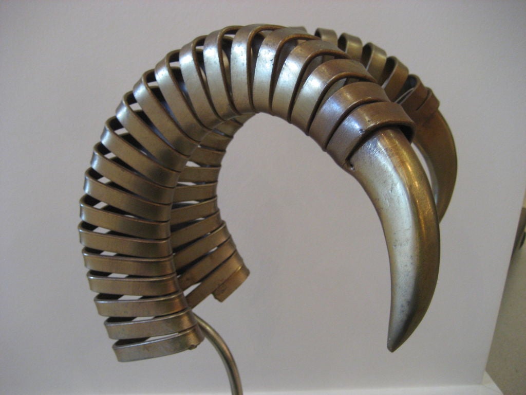 20th Century Signed Curtis Jere Ram Horn Sculpture