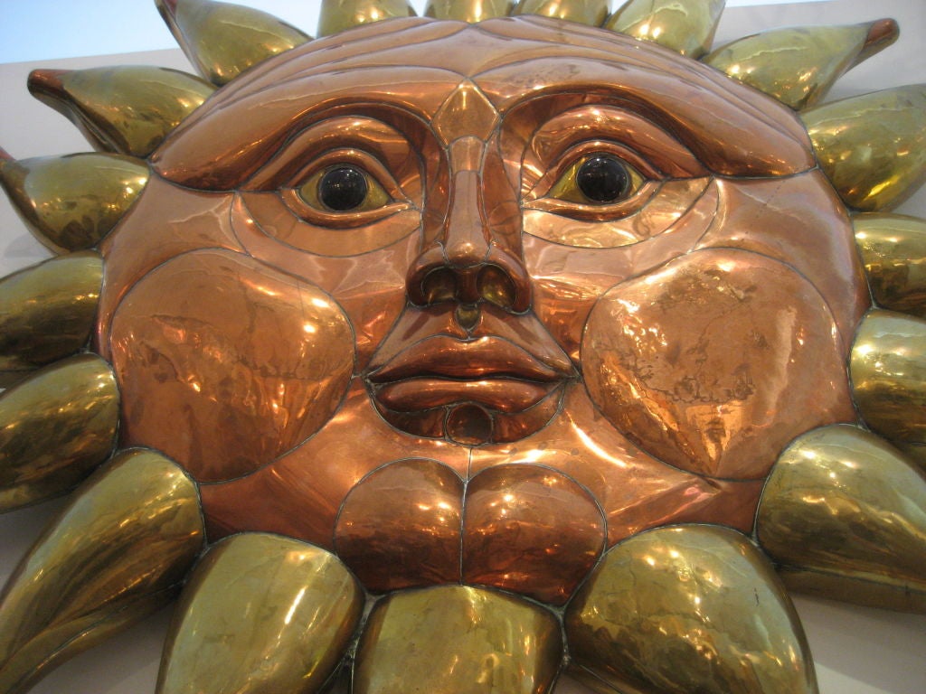Mexican Large Bustamante Sun Wall Sculpture