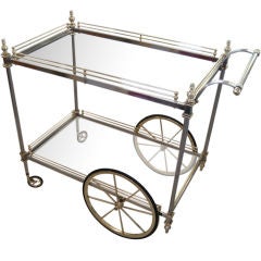Chrome and Brass Cocktail Trolley by La Barge