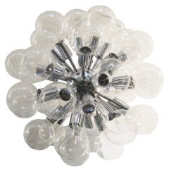 Chrome Sputnik Light Fixure with Large Glass Bulbs