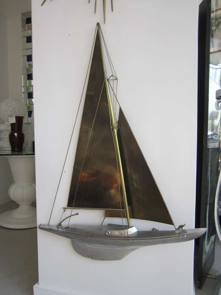 Mid-Century Modern C. Jere Sailboat Wall Sculpture