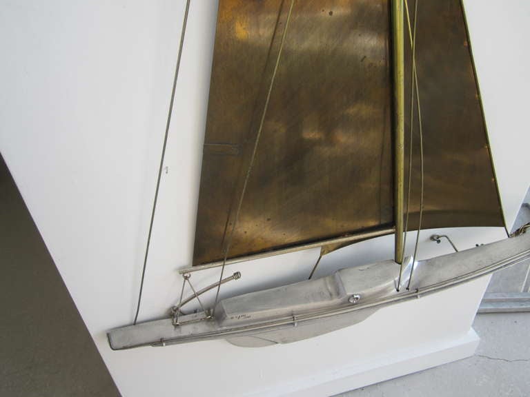 Aluminum C. Jere Sailboat Wall Sculpture