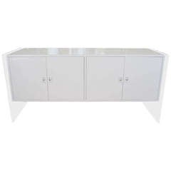 Mid Century Modern White Lacquer and Lucite Credenza