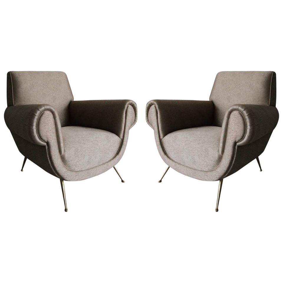 Pair of Italian Vintage 1960's Arm Chairs For Sale