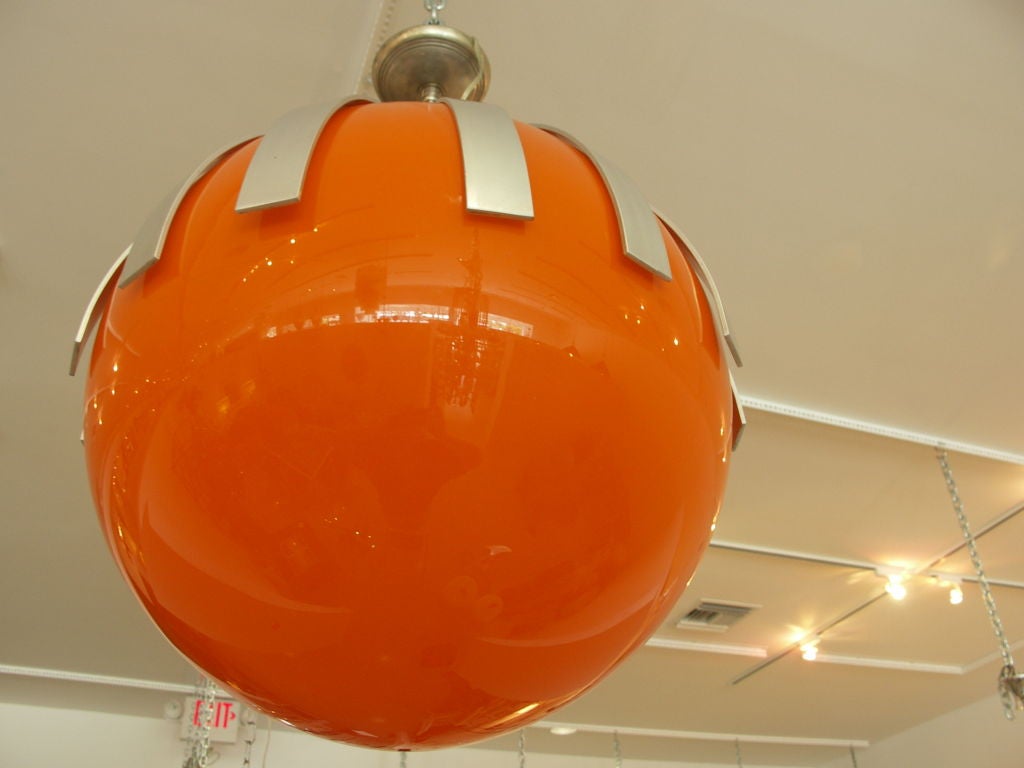 Italian Giant Orange Glass Light Fixture by Vistosi