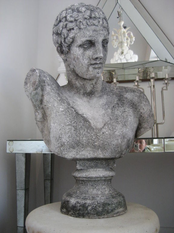 Large Vintage Concrete Classical Male Bust 2