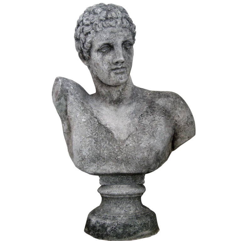 Large Vintage Concrete Classical Male Bust