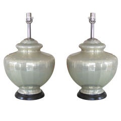 Pair of Vintage Bulbous Mercury Glass Lamps