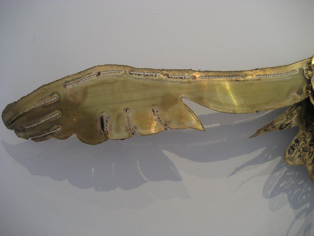 Mid Century Mixed Metal Owl Wall Sculpture - Del Filardi 2