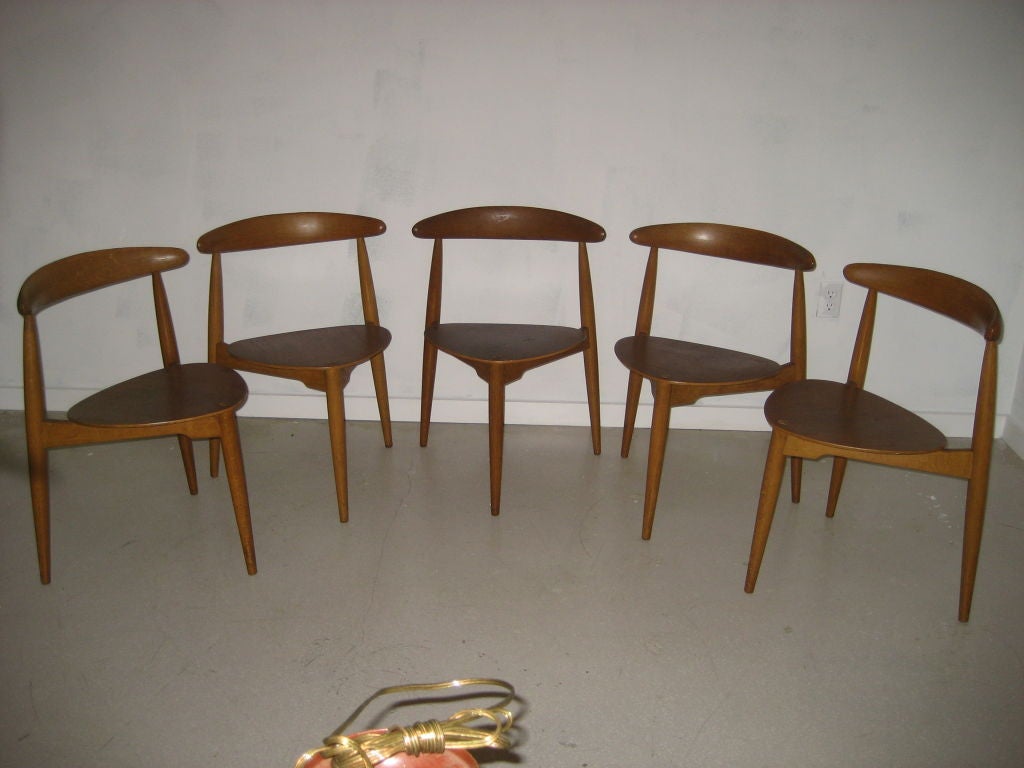 Danish Set of Five Hans Wegner Vintage Dining Chairs