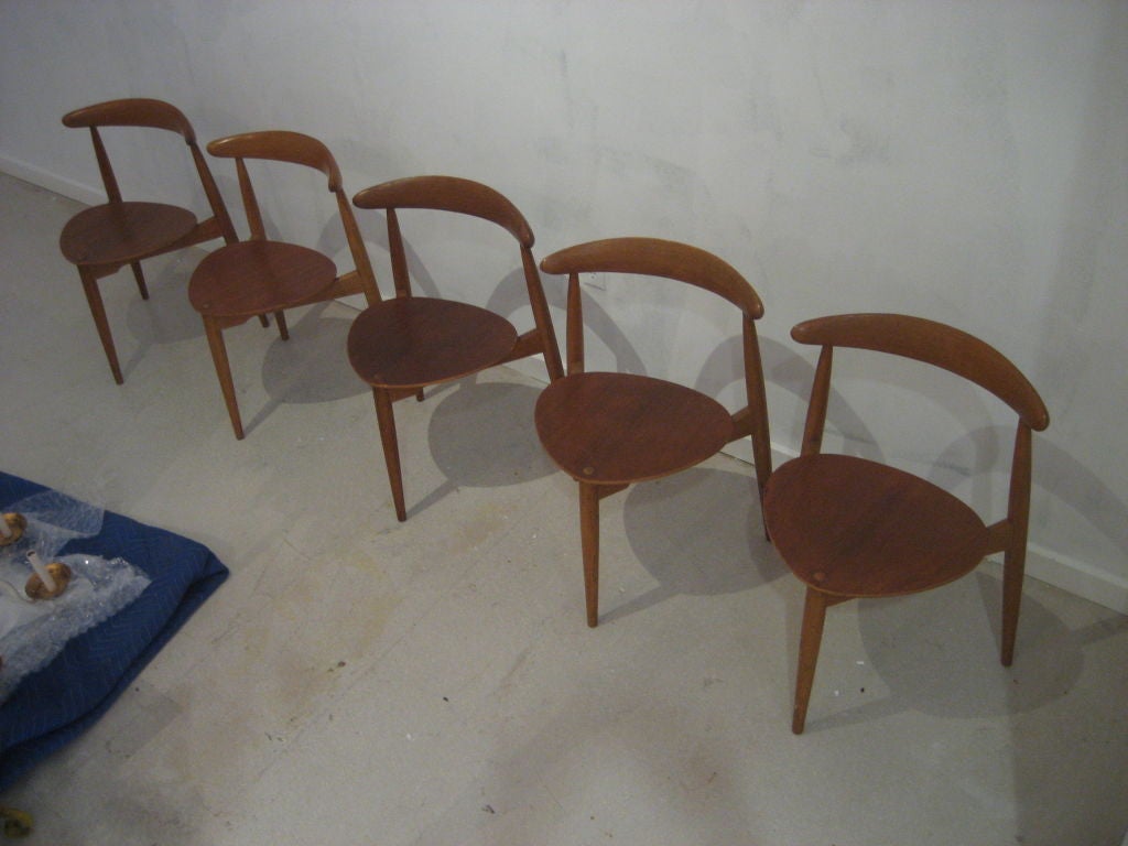 Mid-20th Century Set of Five Hans Wegner Vintage Dining Chairs
