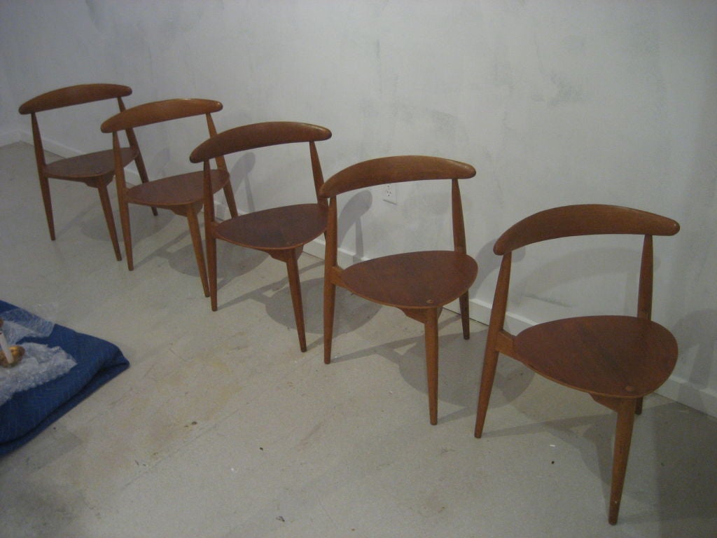 Teak Set of Five Hans Wegner Vintage Dining Chairs