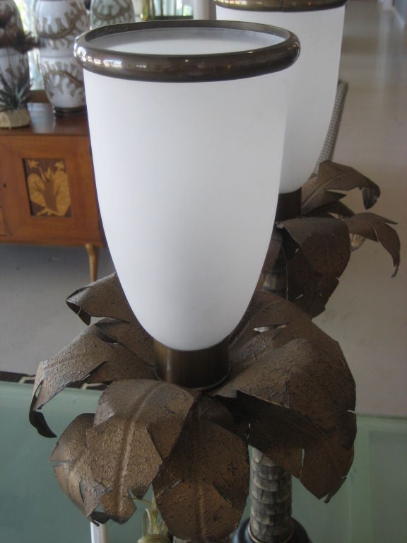 Pair of Vintage Palm Tree Lamps 4