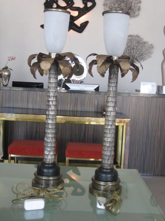 Pair of Vintage Palm Tree Lamps 2