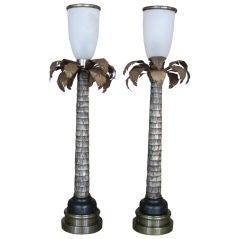 Pair of Vintage Palm Tree Lamps