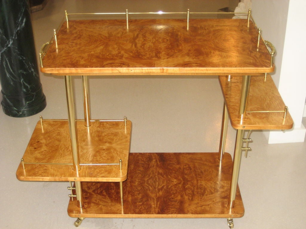 Italian Barcart with Multi Tiered Shelves and Brass Accents 7