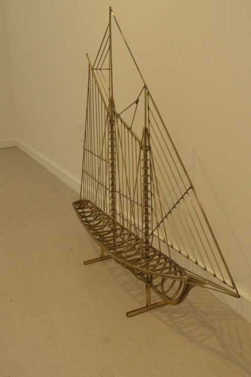 20th Century Large C. Jere Brass Ship Sculpture