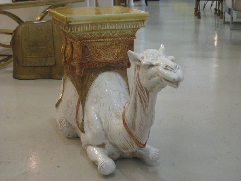 20th Century Italian Camel Glazed Terracotta Garden Seat