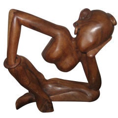 Exotic Carved Wood Sculpture of a Woman
