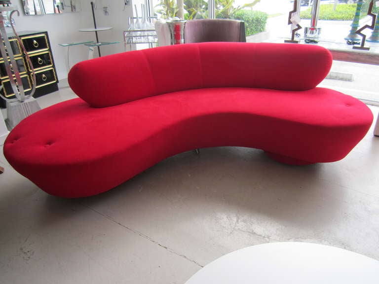 Mid-Century Modern Vladimir Kagan  Red Serpentine Sofa- Directional