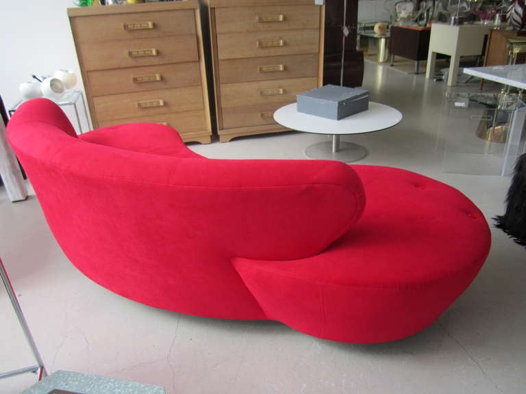 American Vladimir Kagan  Red Serpentine Sofa- Directional