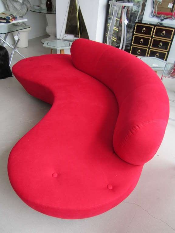 20th Century Vladimir Kagan  Red Serpentine Sofa- Directional