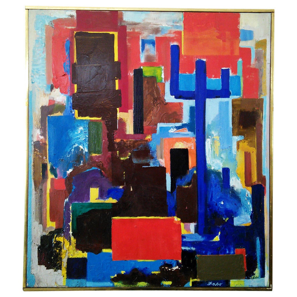 Modern Abstract Painting, Signed "Faso"
