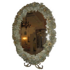 Aqua and Gold Venetian Glass Mirror