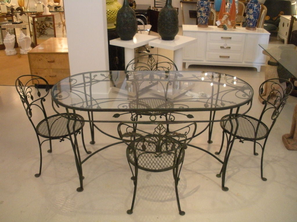 Vintage Salterini Wrought Iron Dining Table and Chairs at 1stdibs