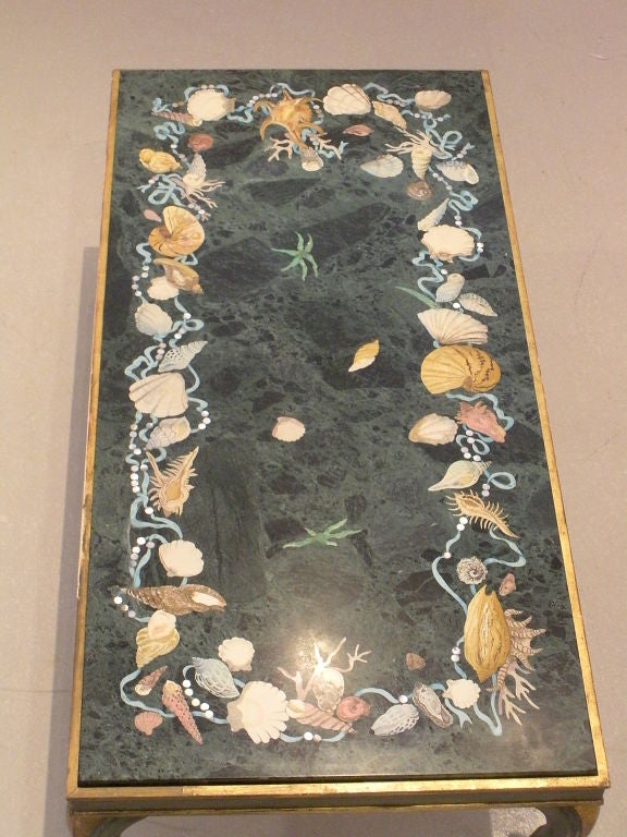Mid-20th Century Emilio Martelli Scagliola Top Table with Seashell Motif