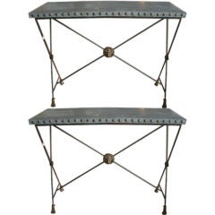 Pair of Zinc and Iron Console Tables