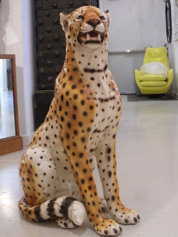 Vintage ceramic cheetah marked 