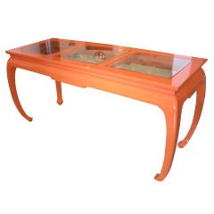 Orange Lacquer Chippendale Style Console Table