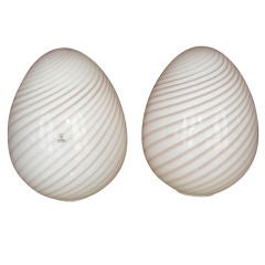 Pair of Large Murano Glass Egg Lamps